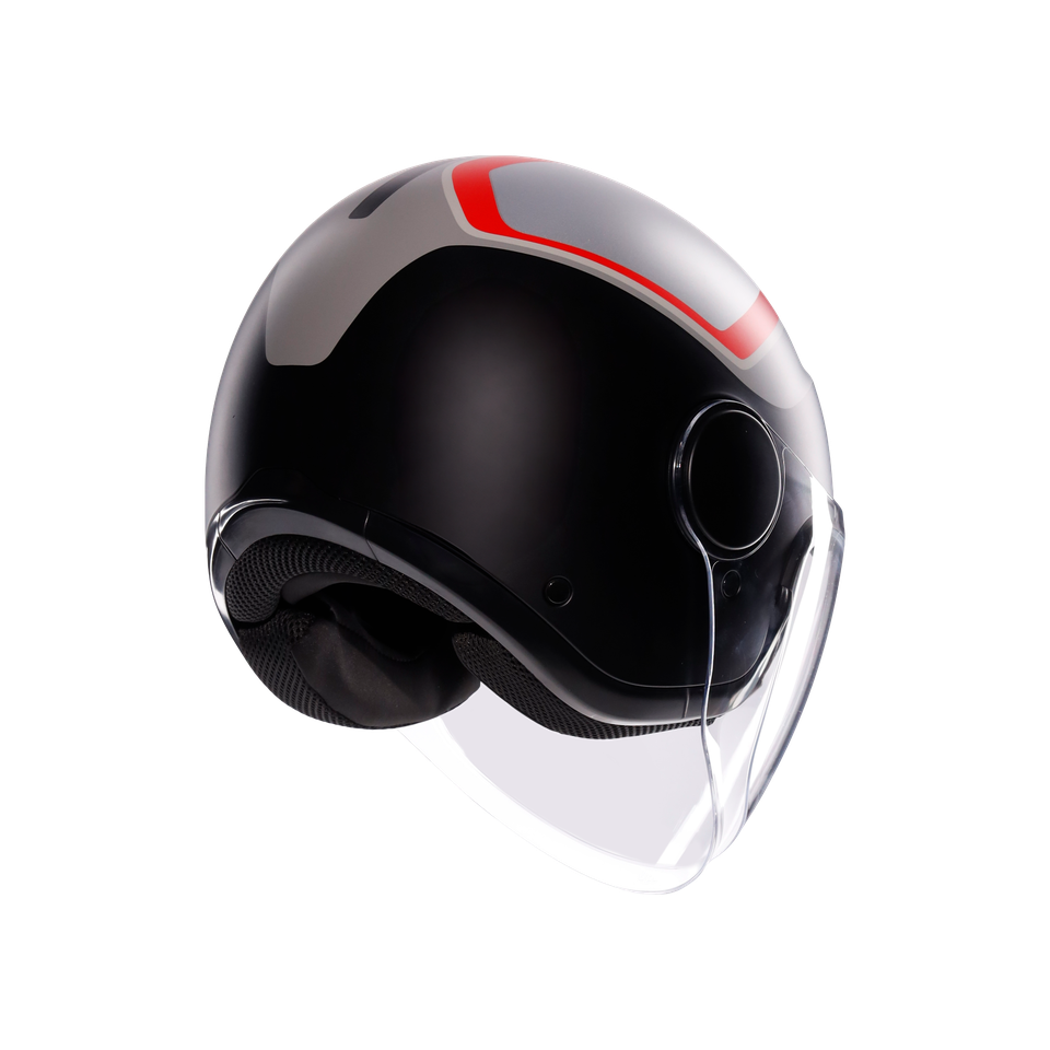 ETERES SCAGLIERI MATT GREY/RED - MOTORBIKE OPEN FACE HELMET E2206