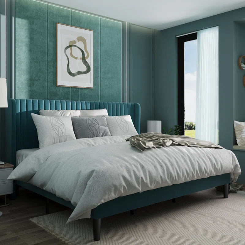 Candler Upholstered Wingback Bed