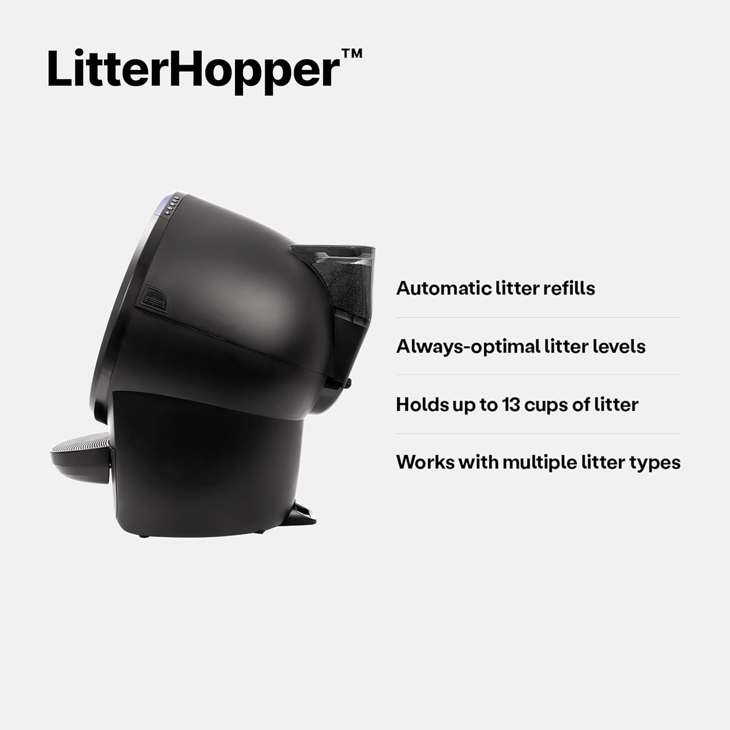 Litter-Robot 4 Total Bundle by Whisker (Black) - Automatic, Self-Cleaning Cat Litter Box, Includes Litter-Robot 4, LitterHopper, 6 OdorTrap Pack Refills, 50 Waste Drawer Liners, Ramp, Mat & Fence