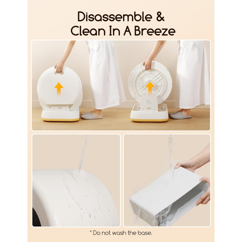 MeoWant Self-Cleaning Cat Litter Box, Advanced Safety System Automatic Cat Litter Box Perfect for Multi Cats, Extra Large/Odor Control/APP Control Smart Cat Litter Box with Mat & Liner, Yellow