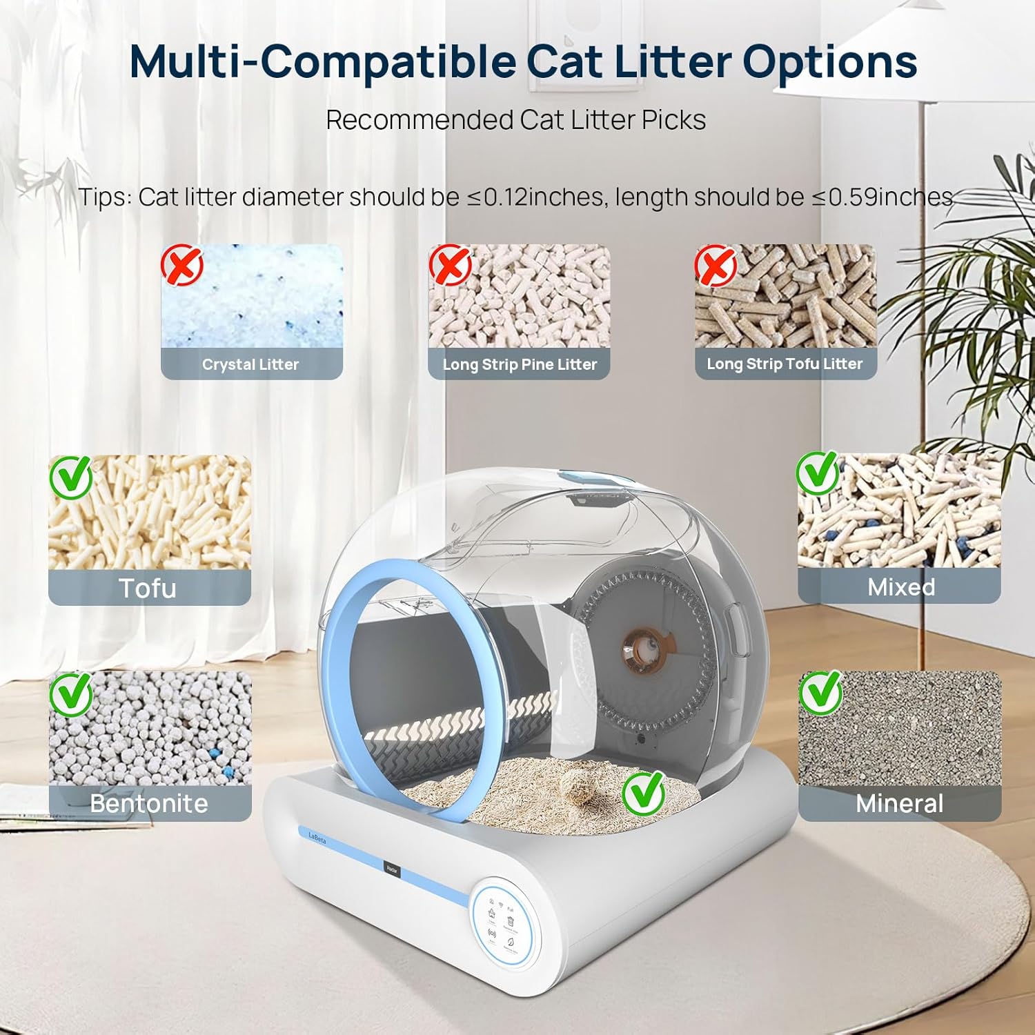 Self Cleaning Litter Box, Upgraded Automatic Cat Litter Box with Mat, 68L+9L Large Capacity Litter Box Robot, Suitable for Multiple Cats, APP Control