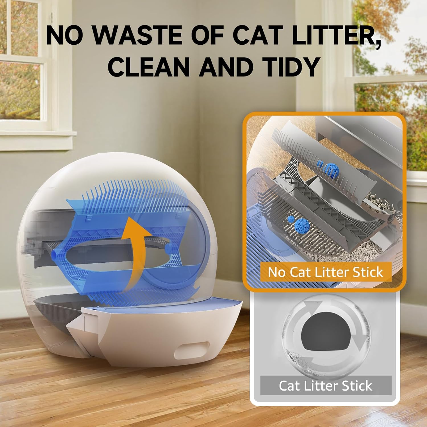 Self Cleaning Litter Box for Cats, Nafcefi Automatic Cat Litter Box Self Cleaning Extra Large, Robot Litter Box Self Cleaning App Control/Odor Removal/Safety Protection Litter Box
