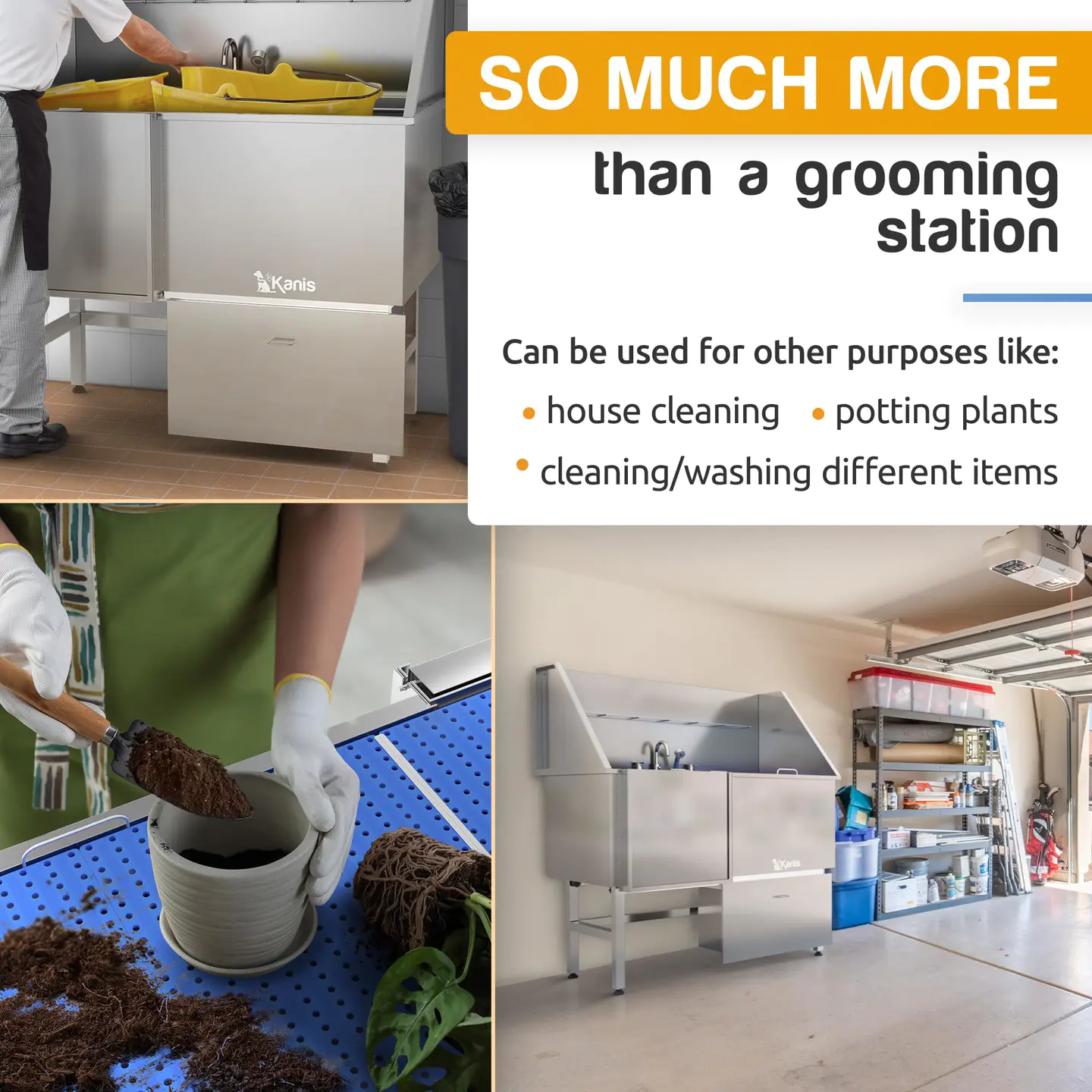 KANIS Professional Stainless Steel Dog Bathing Station (50