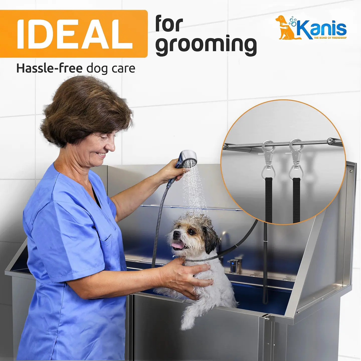 KANIS Professional Stainless Steel Dog Bathing Station (50