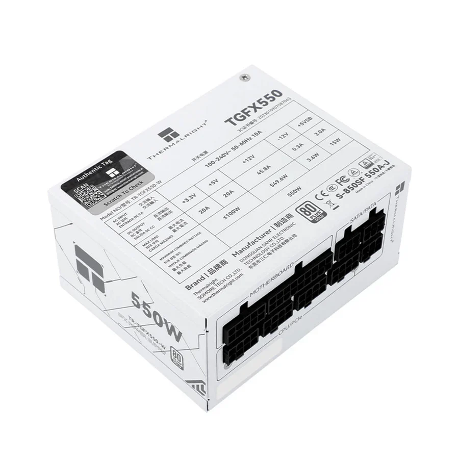 Thermalright TR-TGFX 550W. Hvid. 80+ Gold modular PSU. SFX