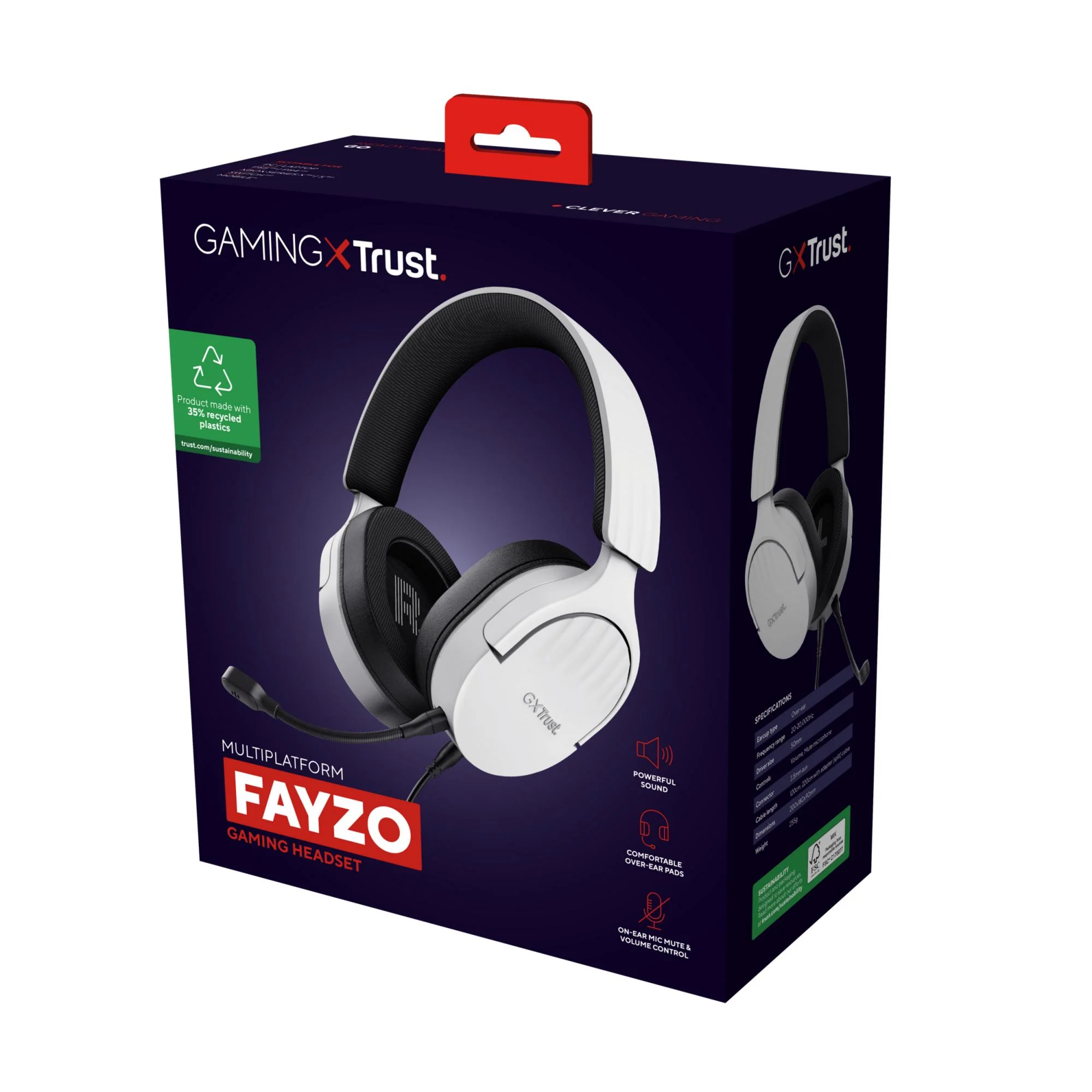 TRUST GXT489W FAYZO HEADSET - HVID