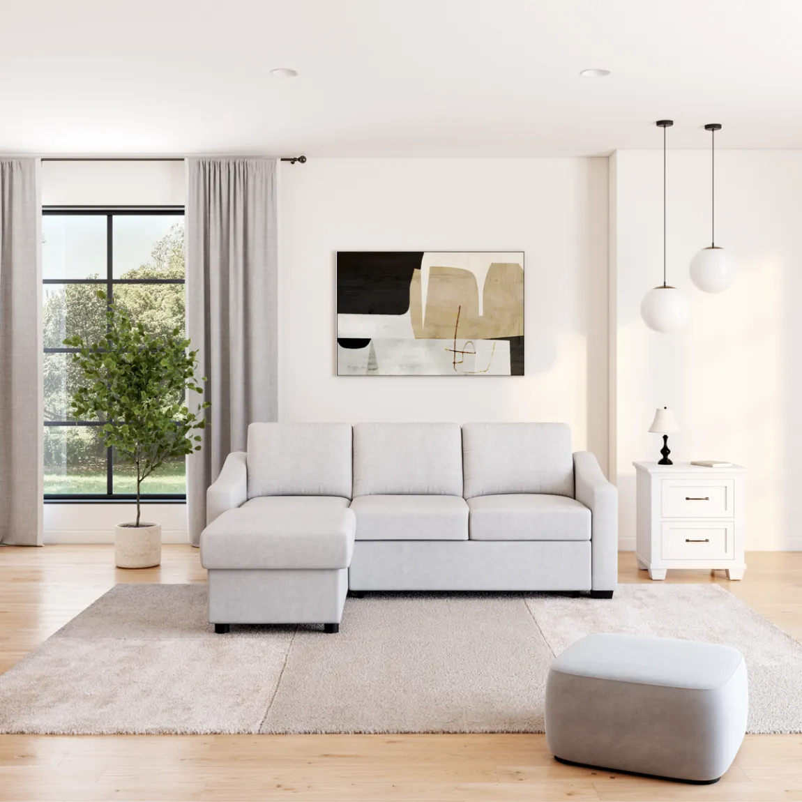 Coddle Aria Fabric Sleeper Sofa with Reversible Chaise and Storage.Beige/Gray - Online Shop