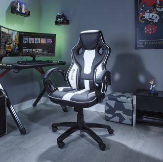 XROCKER MAVERICK HEIGHT ADJUSTABLE OFFICE GAMING CHAIR  - BLACK AND WHITE