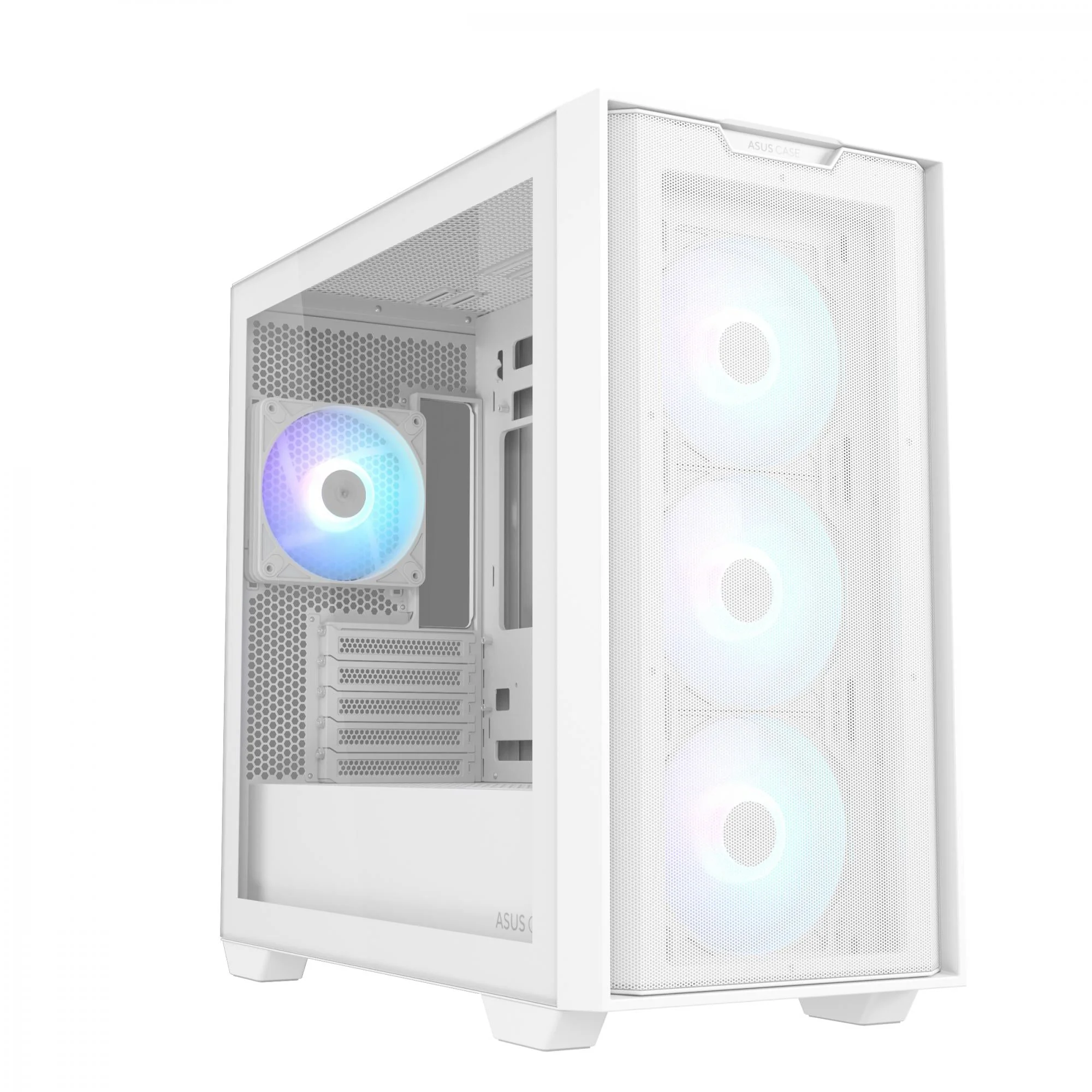 ASUS A21 PLUS mATX Case with 4 Pre-installed ARGB Fans. BTF support - White